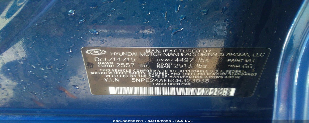 5NPE24AF6GH323038 2016 HYUNDAI SONATA photo no. 9