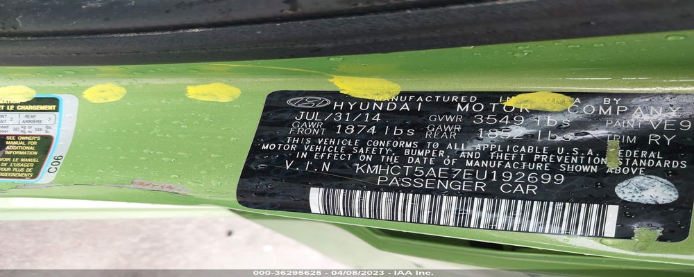 KMHCT5AE7EU192699 2014 HYUNDAI ACCENT photo no. 9