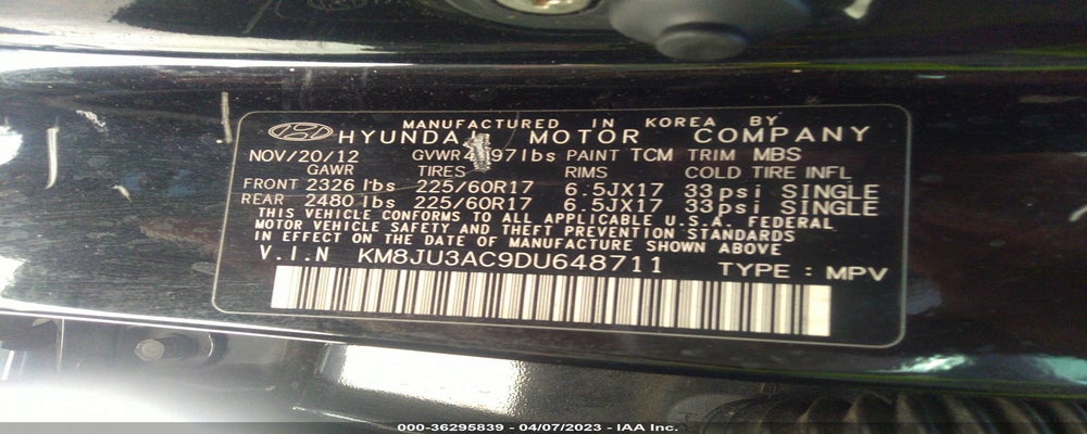 KM8JU3AC9DU648711 2013 HYUNDAI TUCSON photo no. 9