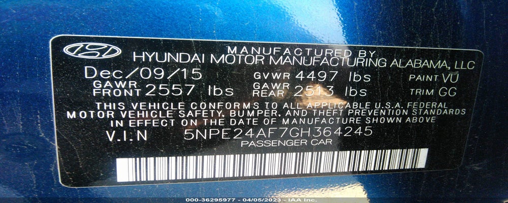 5NPE24AF7GH364245 2016 HYUNDAI SONATA photo no. 9