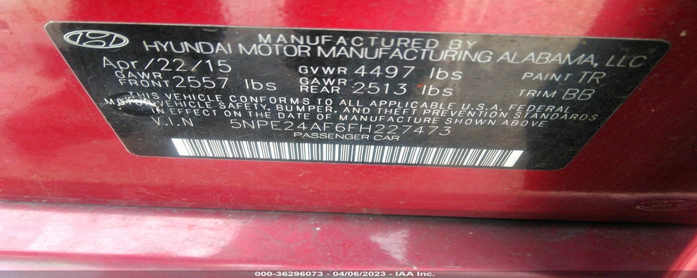 5NPE24AF6FH227473 2015 HYUNDAI SONATA photo no. 9