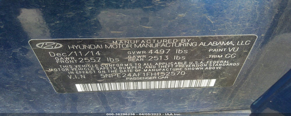 5NPE24AF1FH152570 2015 HYUNDAI SONATA photo no. 9