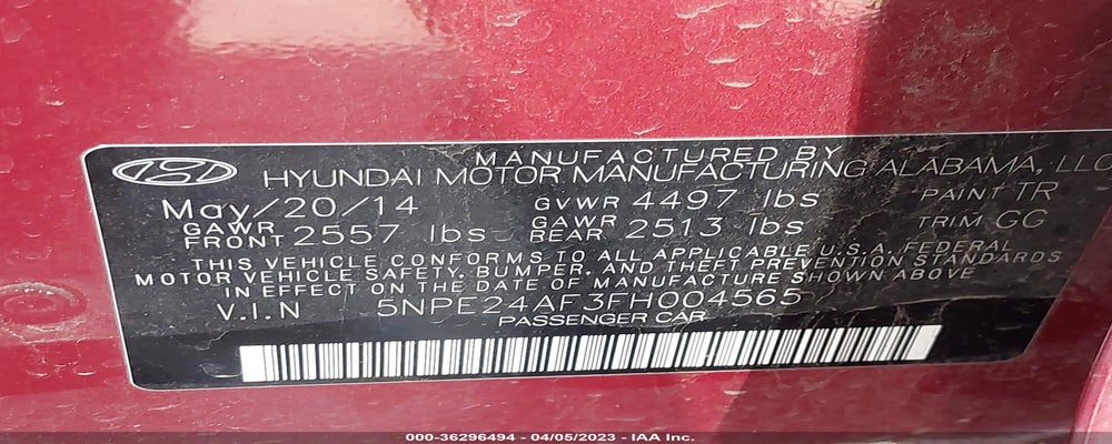 5NPE24AF3FH004565 2015 HYUNDAI SONATA photo no. 9