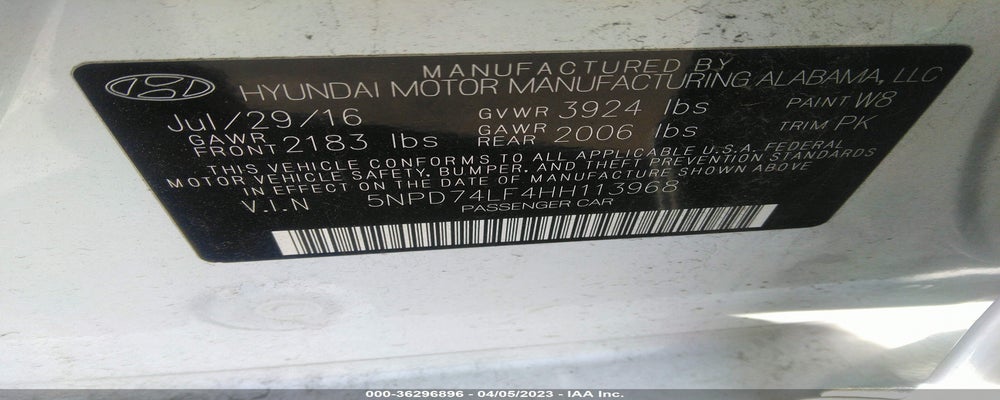 5NPD74LF4HH113968 2017 HYUNDAI ELANTRA photo no. 9