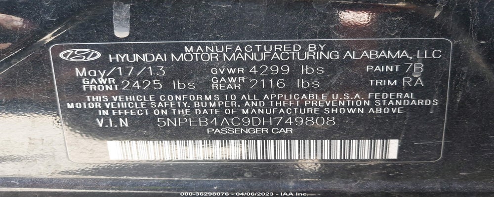 5NPEB4AC9DH749808 2013 HYUNDAI SONATA photo no. 9
