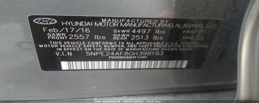 5NPE24AF8GH398193 2016 HYUNDAI SONATA photo no. 9