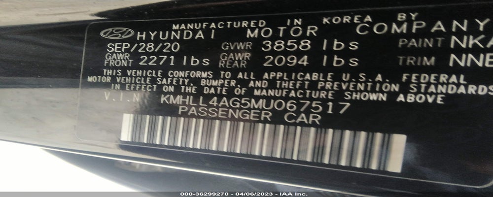KMHLL4AG5MU067517 2021 HYUNDAI ELANTRA photo no. 9