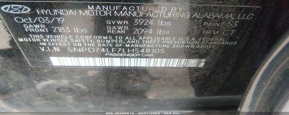 5NPD74LF7LH548105 2020 HYUNDAI ELANTRA photo no. 9