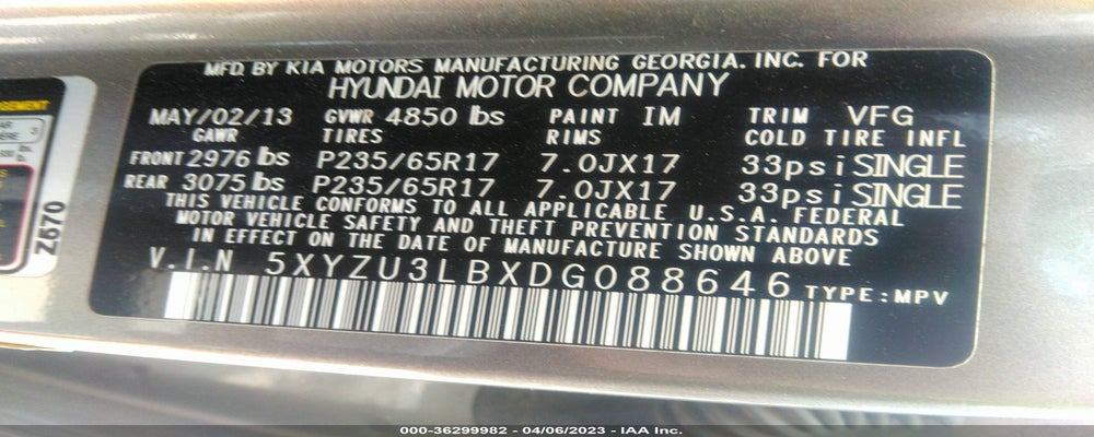 5XYZU3LBXDG088646 2013 HYUNDAI SANTA FE SPORT photo no. 9