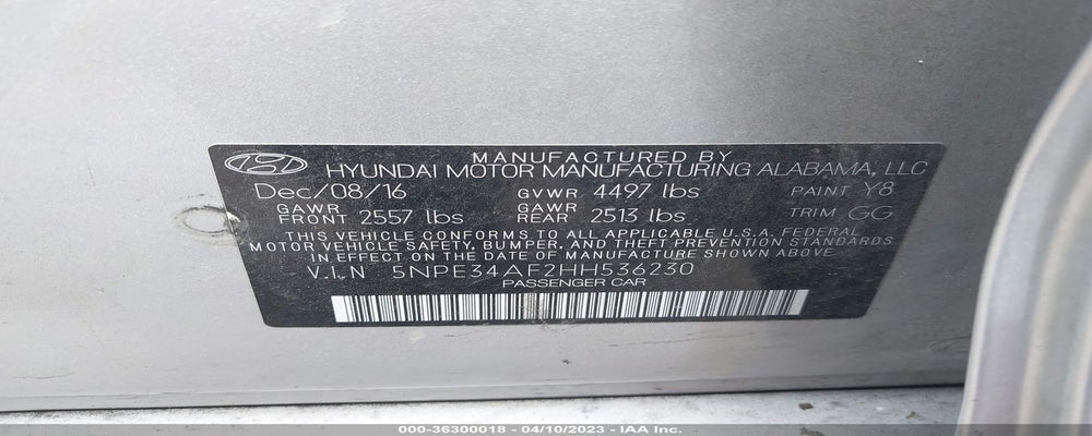5NPE34AF2HH536230 2017 HYUNDAI SONATA photo no. 9