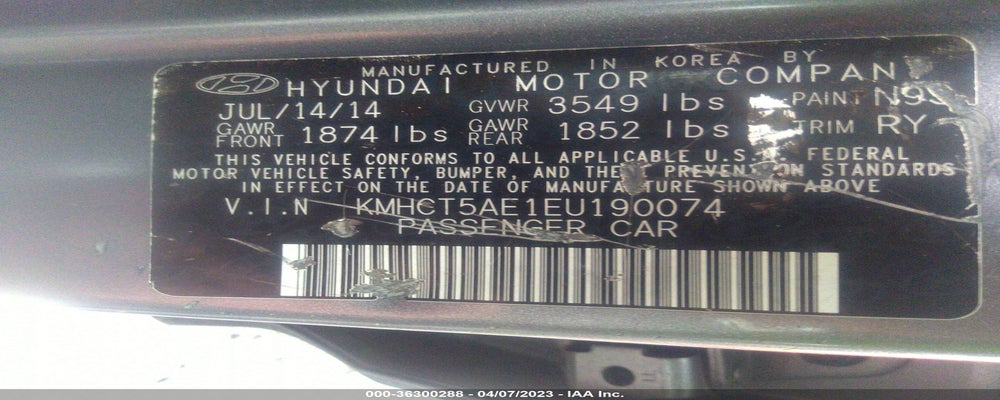 KMHCT5AE1EU190074 2014 HYUNDAI ACCENT photo no. 9