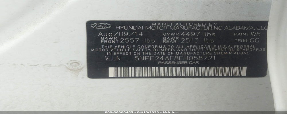 5NPE24AF8FH058721 2015 HYUNDAI SONATA photo no. 9
