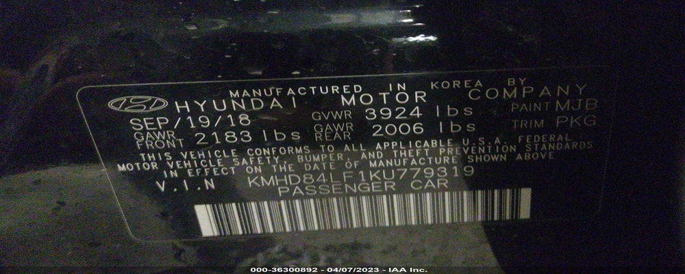 KMHD84LF1KU779319 2019 HYUNDAI ELANTRA photo no. 9