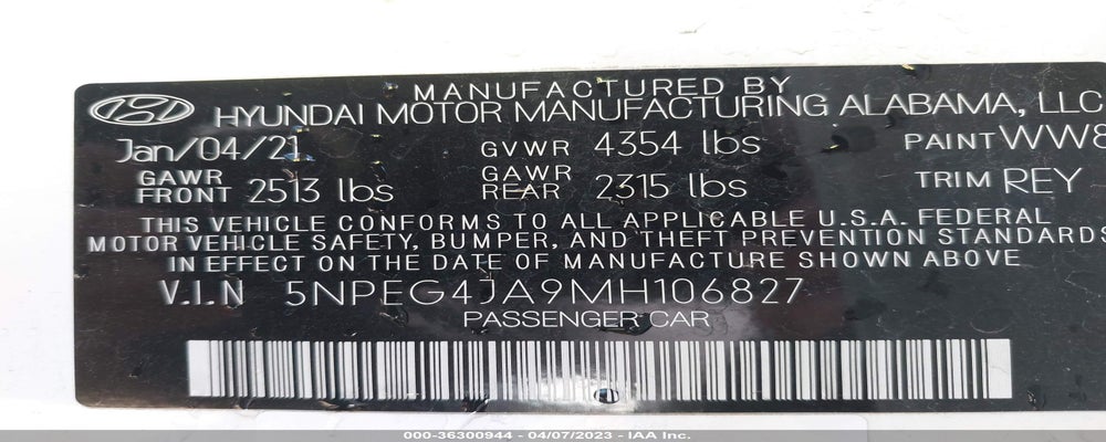5NPEG4JA9MH106827 2021 HYUNDAI SONATA photo no. 9