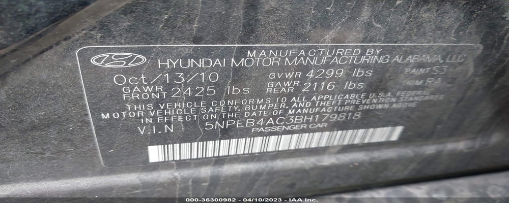 5NPEB4AC3BH179818 2011 HYUNDAI SONATA photo no. 9