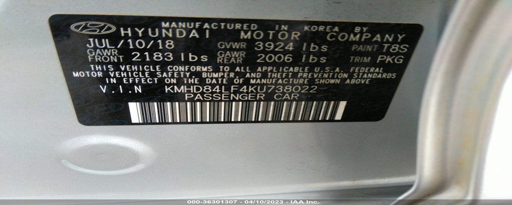 KMHD84LF4KU738022 2019 HYUNDAI ELANTRA photo no. 9