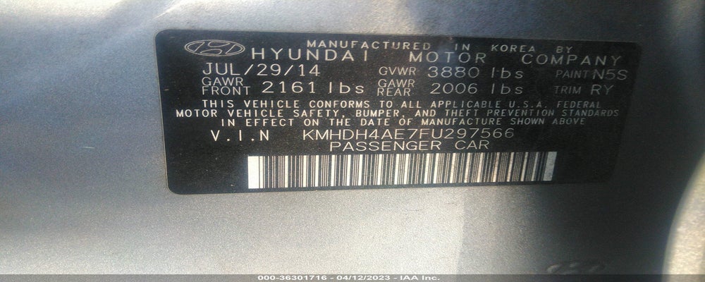 KMHDH4AE7FU297566 2015 HYUNDAI ELANTRA photo no. 9