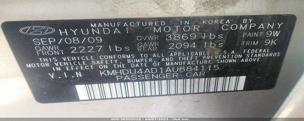 KMHDU4AD1AU884115 2010 HYUNDAI ELANTRA photo no. 9