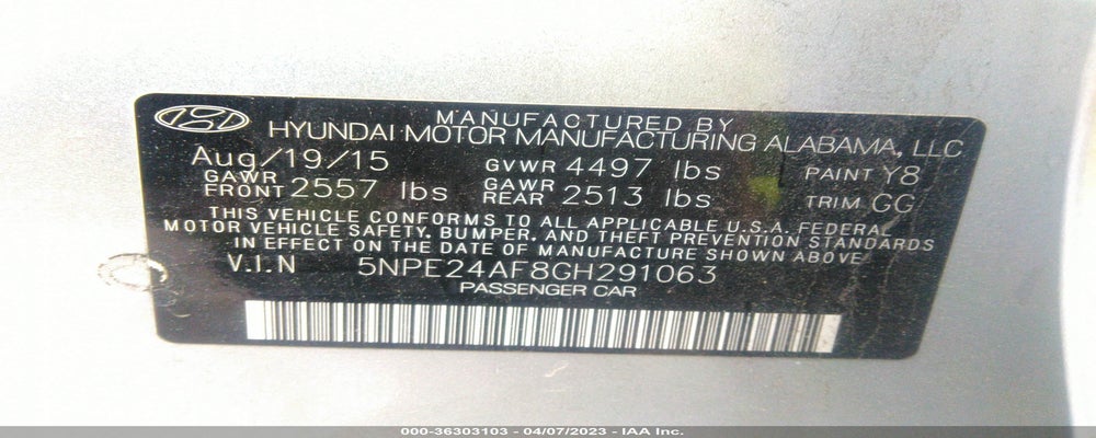 5NPE24AF8GH291063 2016 HYUNDAI SONATA photo no. 9