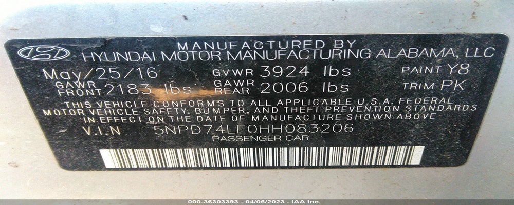 5NPD74LF0HH083206 2017 HYUNDAI ELANTRA photo no. 9