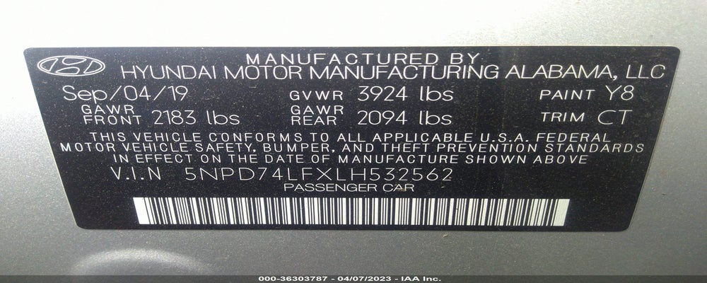 5NPD74LFXLH532562 2020 HYUNDAI ELANTRA photo no. 9