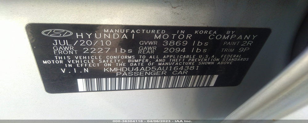 KMHDU4AD5AU164381 2010 HYUNDAI ELANTRA photo no. 9
