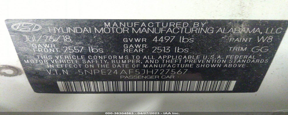 5NPE24AF5JH727567 2018 HYUNDAI SONATA photo no. 9