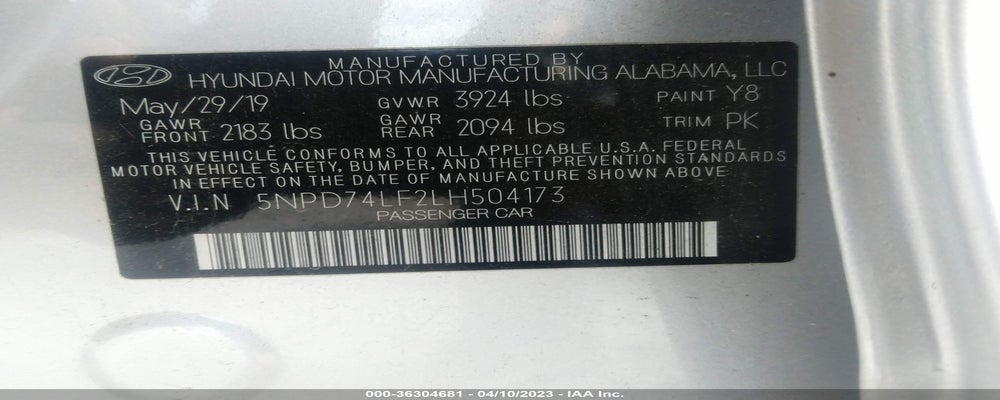 5NPD74LF2LH504173 2020 HYUNDAI ELANTRA photo no. 9