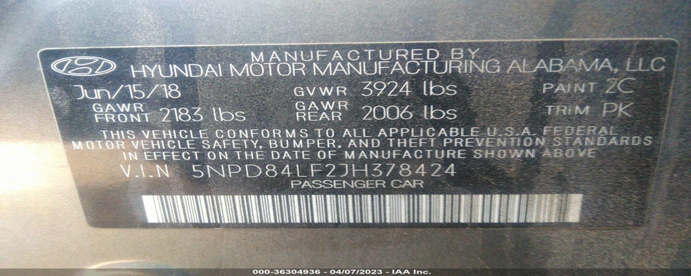 5NPD84LF2JH378424 2018 HYUNDAI ELANTRA photo no. 9