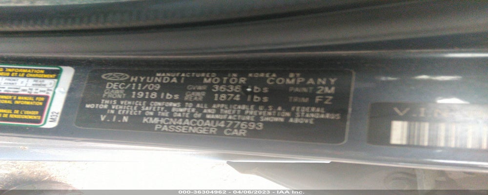 KMHCN4AC0AU477693 2010 HYUNDAI ACCENT photo no. 9