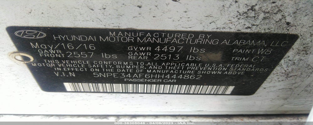 5NPE34AF6HH444862 2017 HYUNDAI SONATA photo no. 9