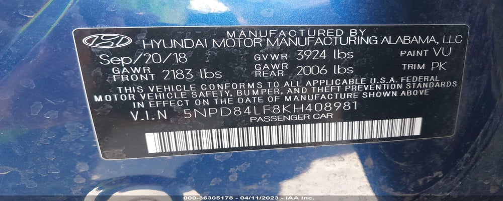 5NPD84LF8KH408981 2019 HYUNDAI ELANTRA photo no. 9