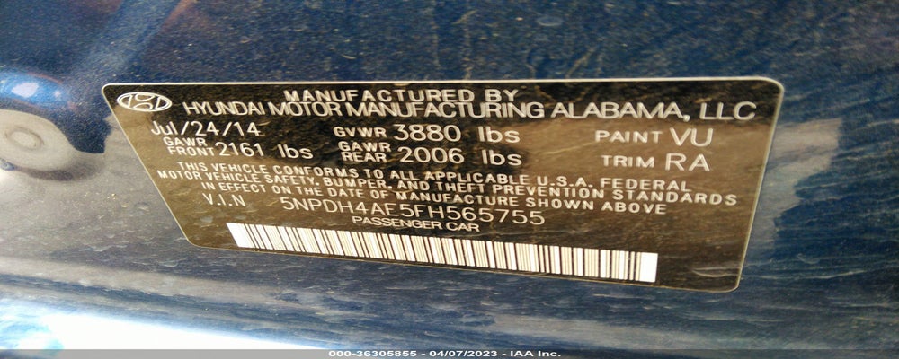 5NPDH4AE5FH565755 2015 HYUNDAI ELANTRA photo no. 9