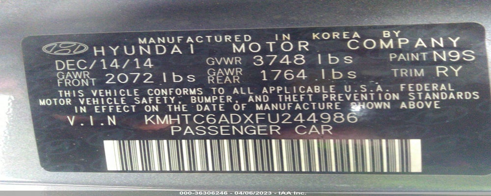 KMHTC6ADXFU244986 2015 HYUNDAI VELOSTER photo no. 9