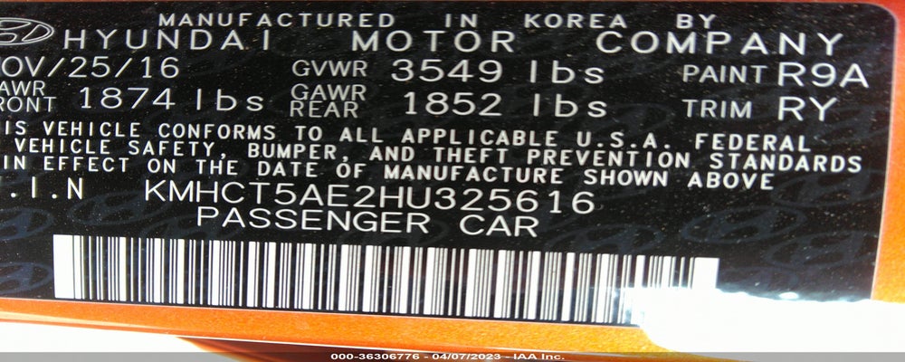 KMHCT5AE2HU325616 2017 HYUNDAI ACCENT photo no. 9