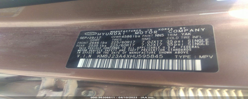 KM8J23A4XHU595845 2017 HYUNDAI TUCSON photo no. 9