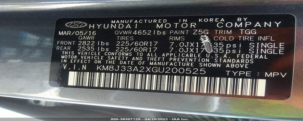 KM8J33A2XGU200525 2016 HYUNDAI TUCSON photo no. 9