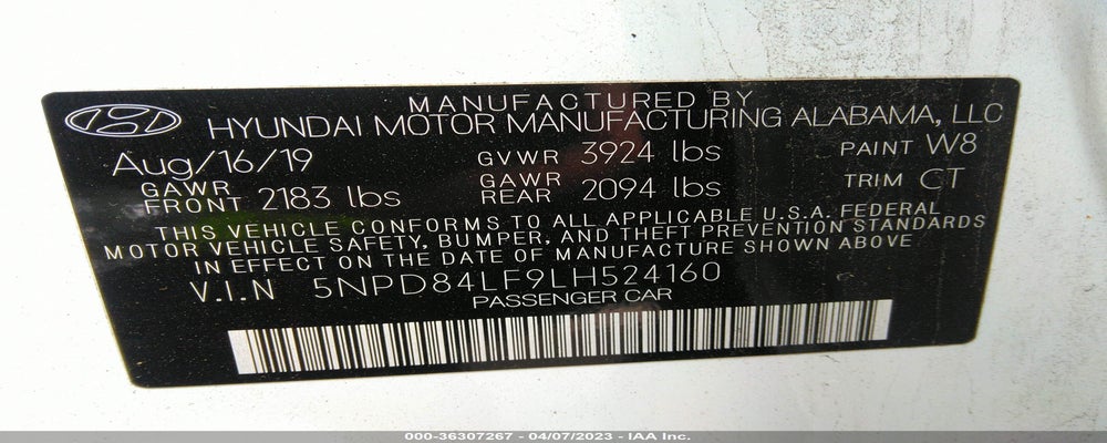 5NPD84LF9LH524160 2020 HYUNDAI ELANTRA photo no. 9