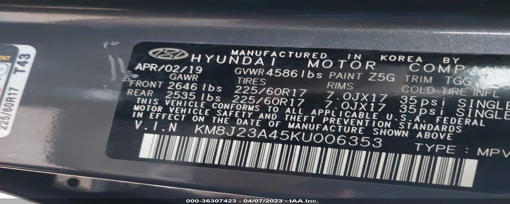 KM8J23A45KU006353 2019 HYUNDAI TUCSON photo no. 9