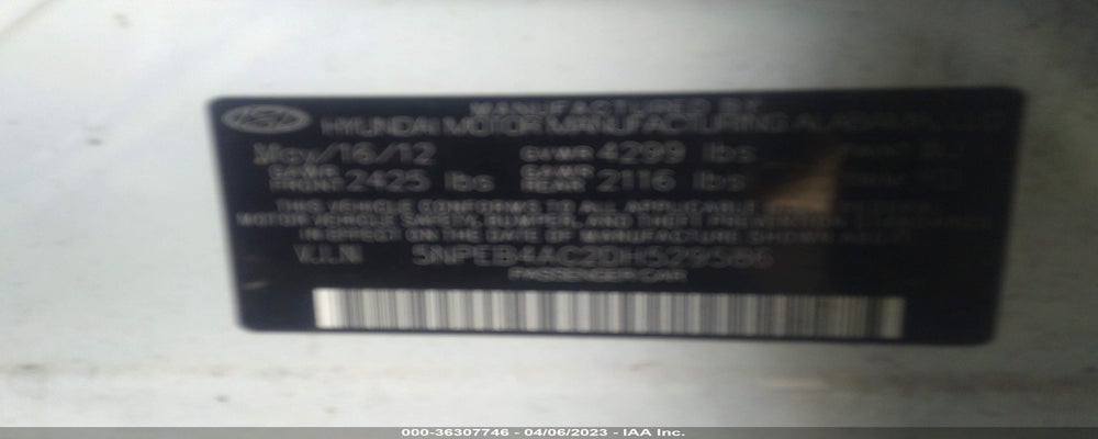 5NPEB4AC2DH529586 2013 HYUNDAI SONATA photo no. 9