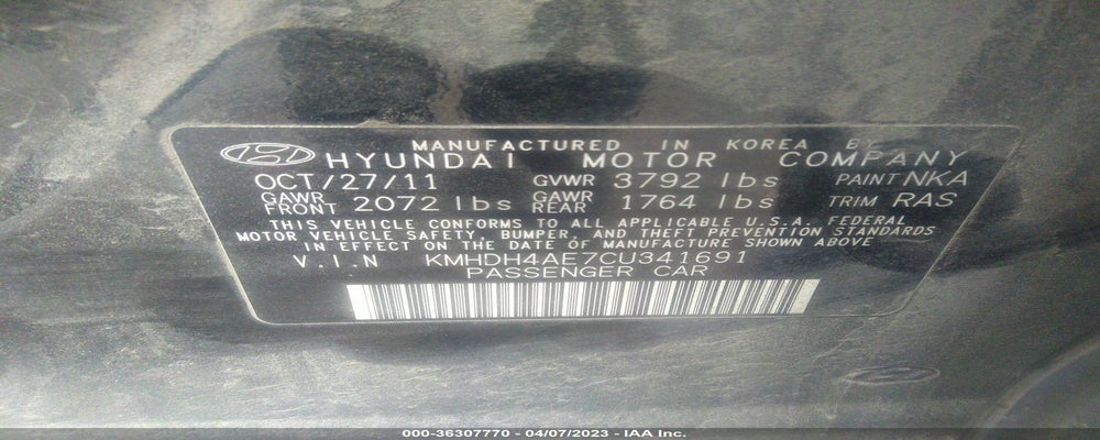 KMHDH4AE7CU341691 2012 HYUNDAI ELANTRA photo no. 9