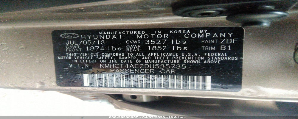 KMHCT4AE2DU535735 2013 HYUNDAI ACCENT photo no. 9