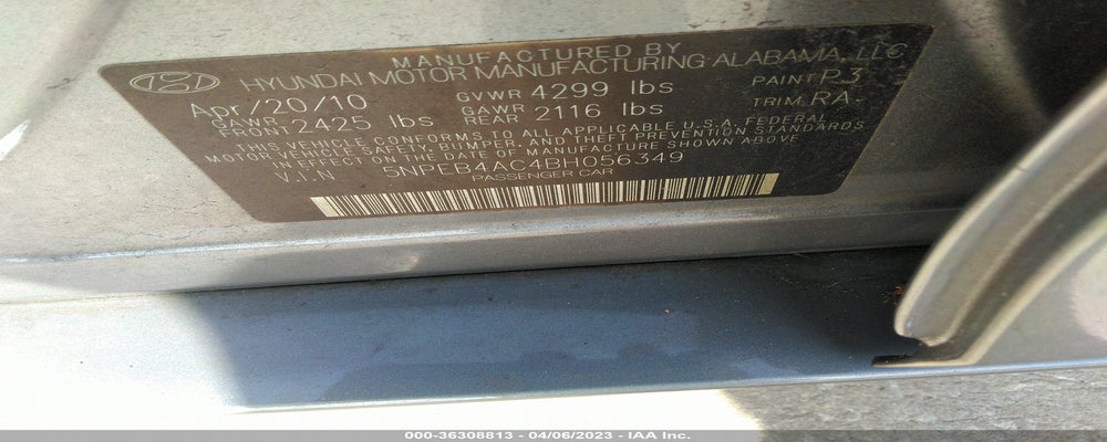 5NPEB4AC4BH056349 2011 HYUNDAI SONATA photo no. 9