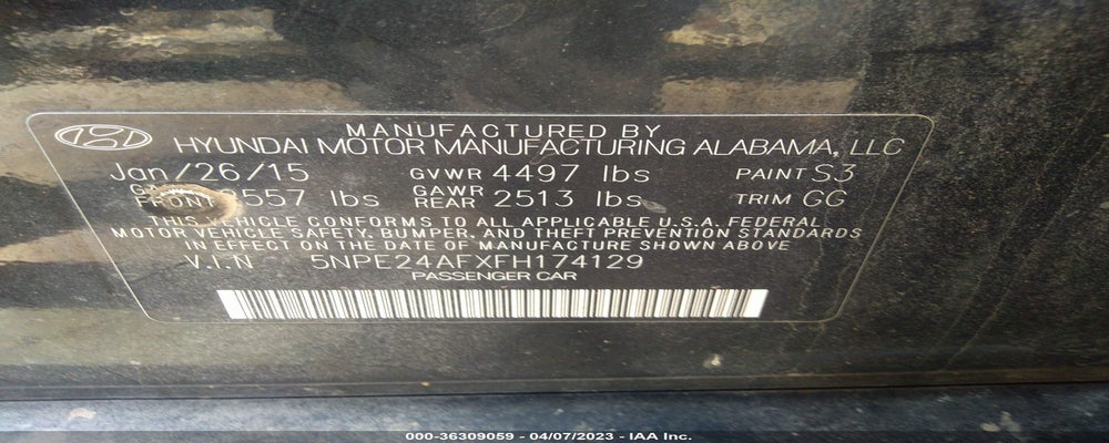5NPE24AFXFH174129 2015 HYUNDAI SONATA photo no. 9