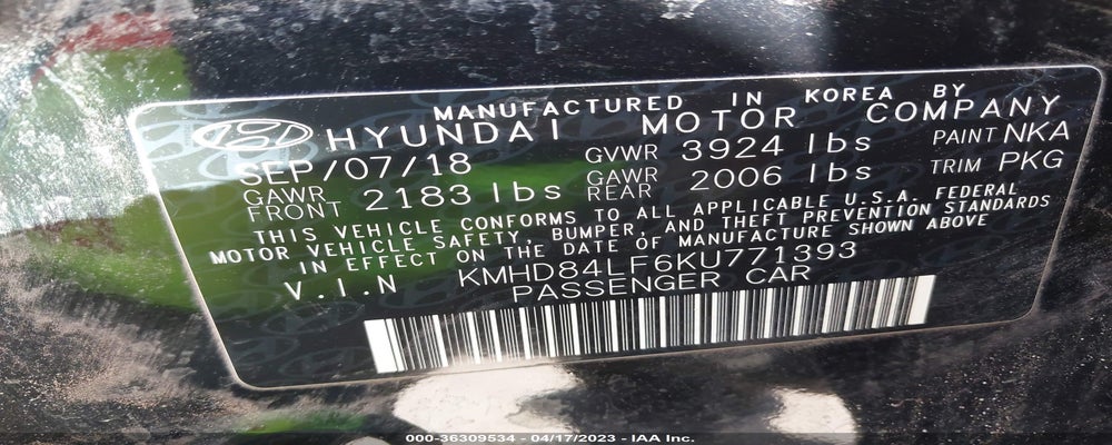 KMHD84LF6KU771393 2019 HYUNDAI ELANTRA photo no. 9