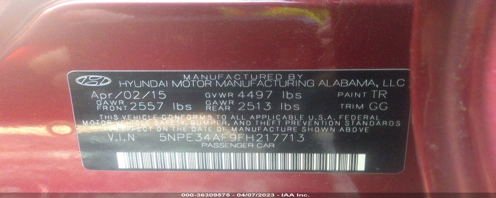 5NPE34AF9FH217713 2015 HYUNDAI SONATA photo no. 9