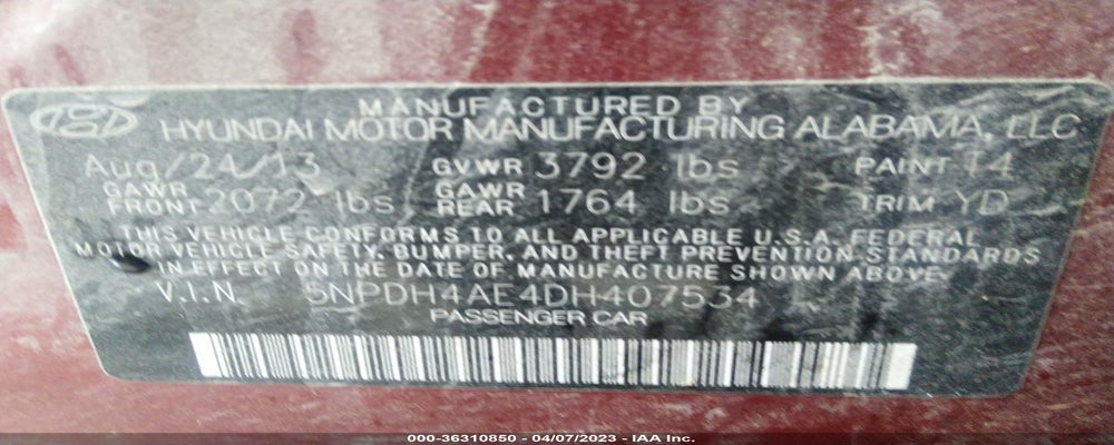 5NPDH4AE4DH407534 2013 HYUNDAI ELANTRA photo no. 9