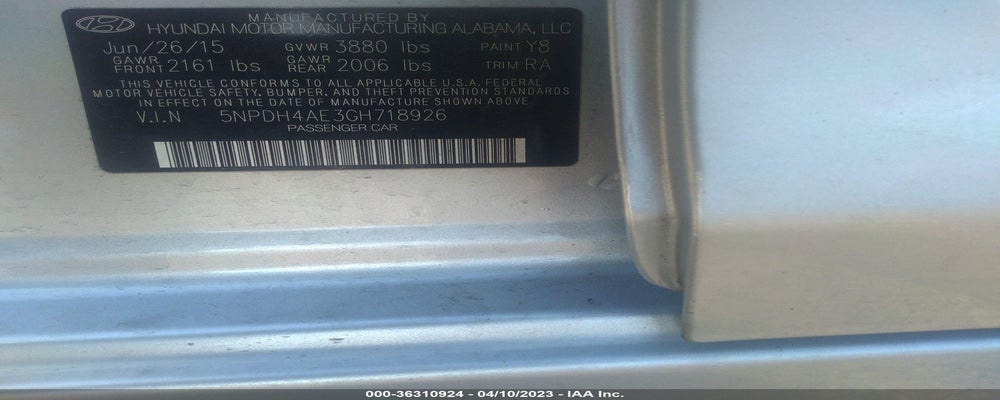 5NPDH4AE3GH718926 2016 HYUNDAI ELANTRA photo no. 9