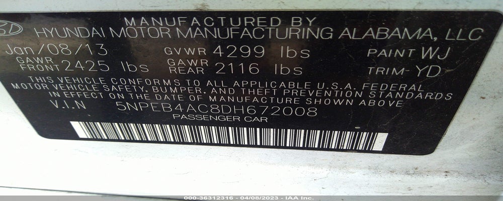 5NPEB4AC8DH672008 2013 HYUNDAI SONATA photo no. 9