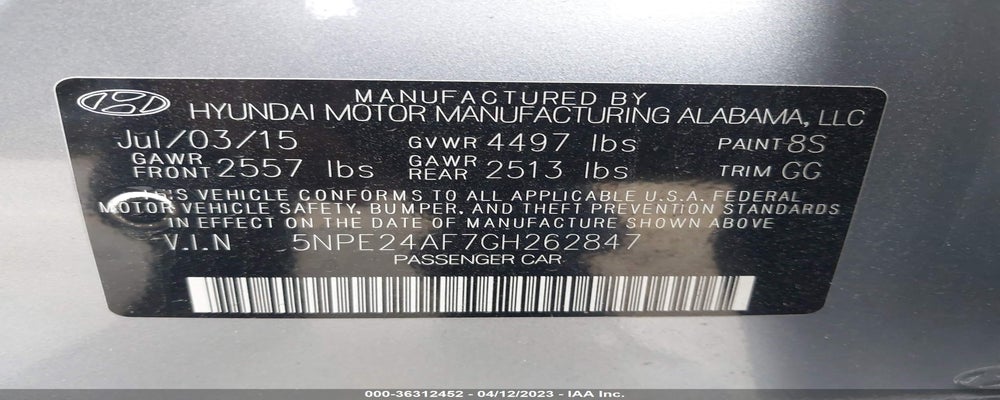 5NPE24AF7GH262847 2016 HYUNDAI SONATA photo no. 9